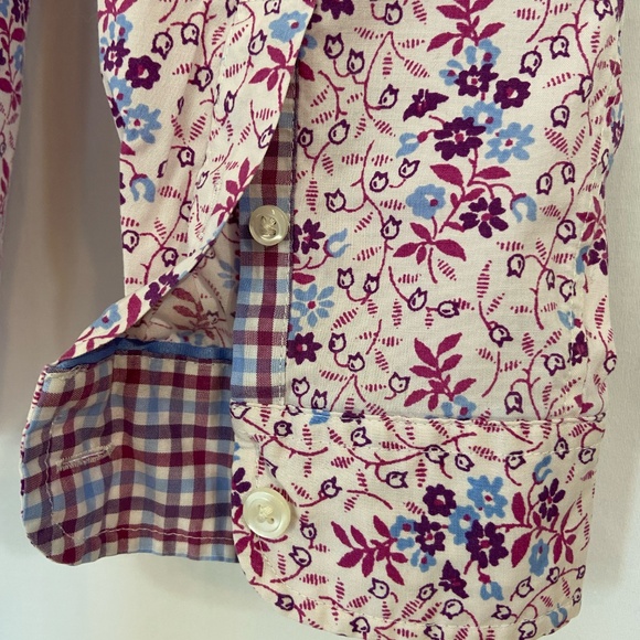 Women's LL bean floral button down long-sleeved shirt~small~white, pink, blue - Picture 5 of 7